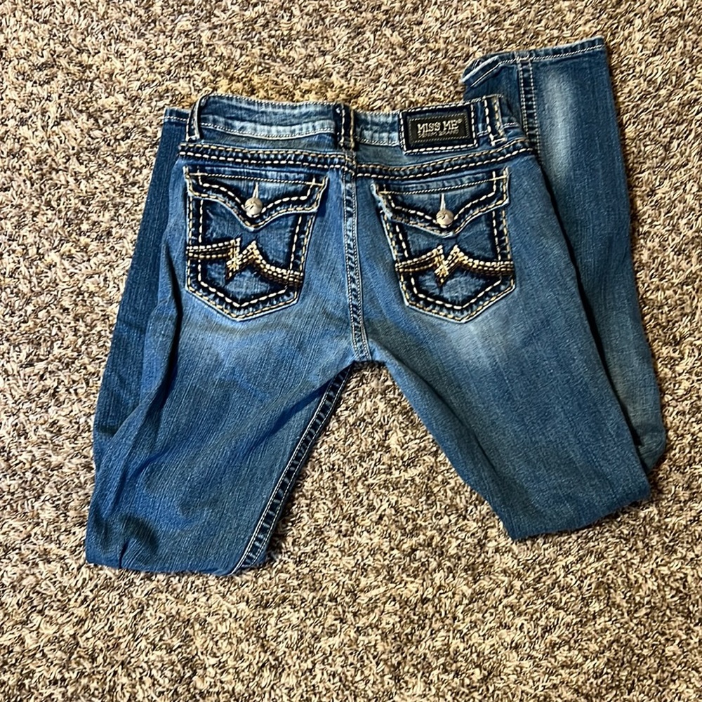 Miss Me Jeans Irene Skinny Size 31 Dark Wash Thick Stitch